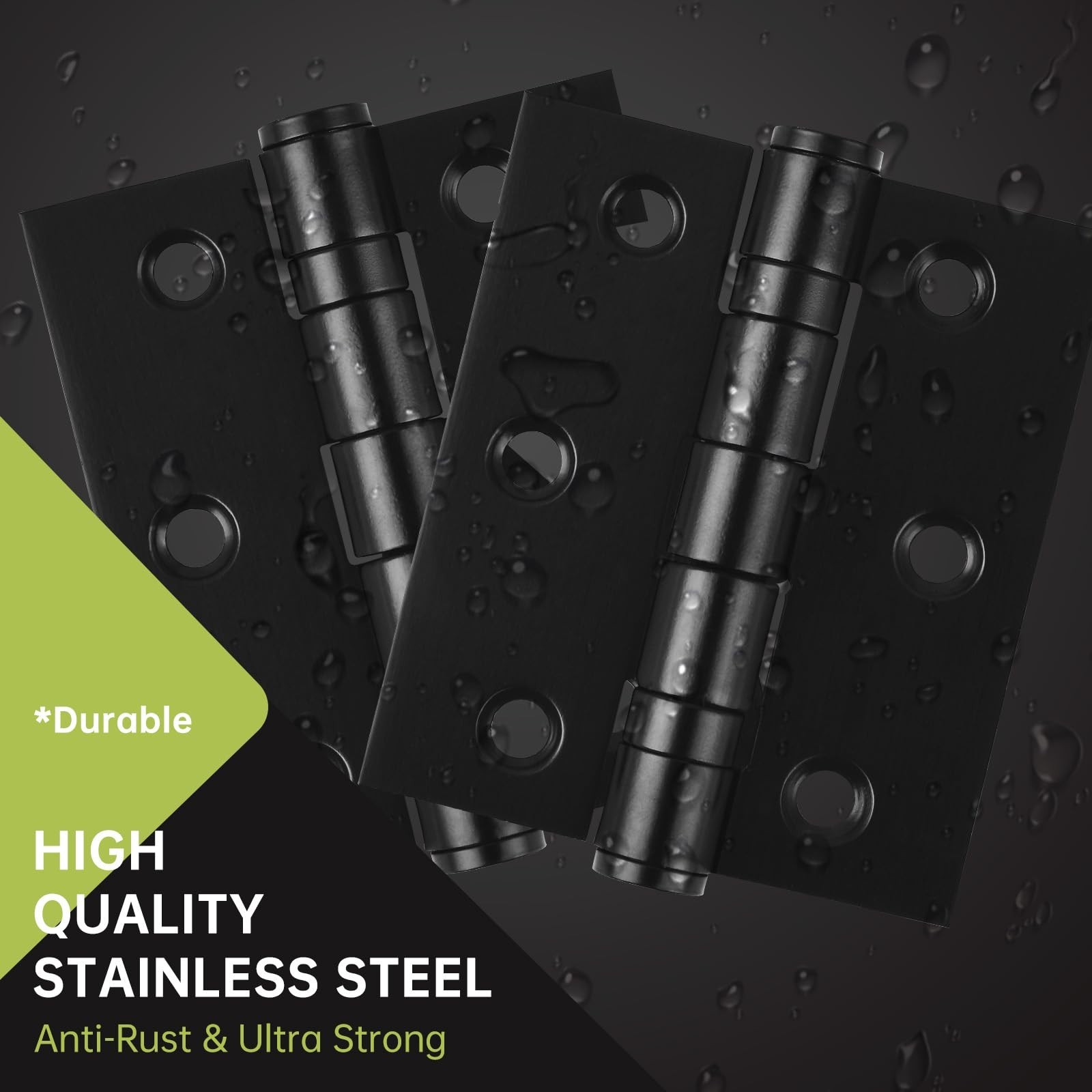 6-Pack Black Door Hinges, 3 Inch Heavy Duty Stainless Steel Hinge for Interio…