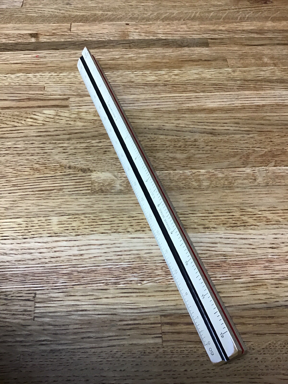 Wood trilateral Scale ruler engineering drafting triangular West Germany F2