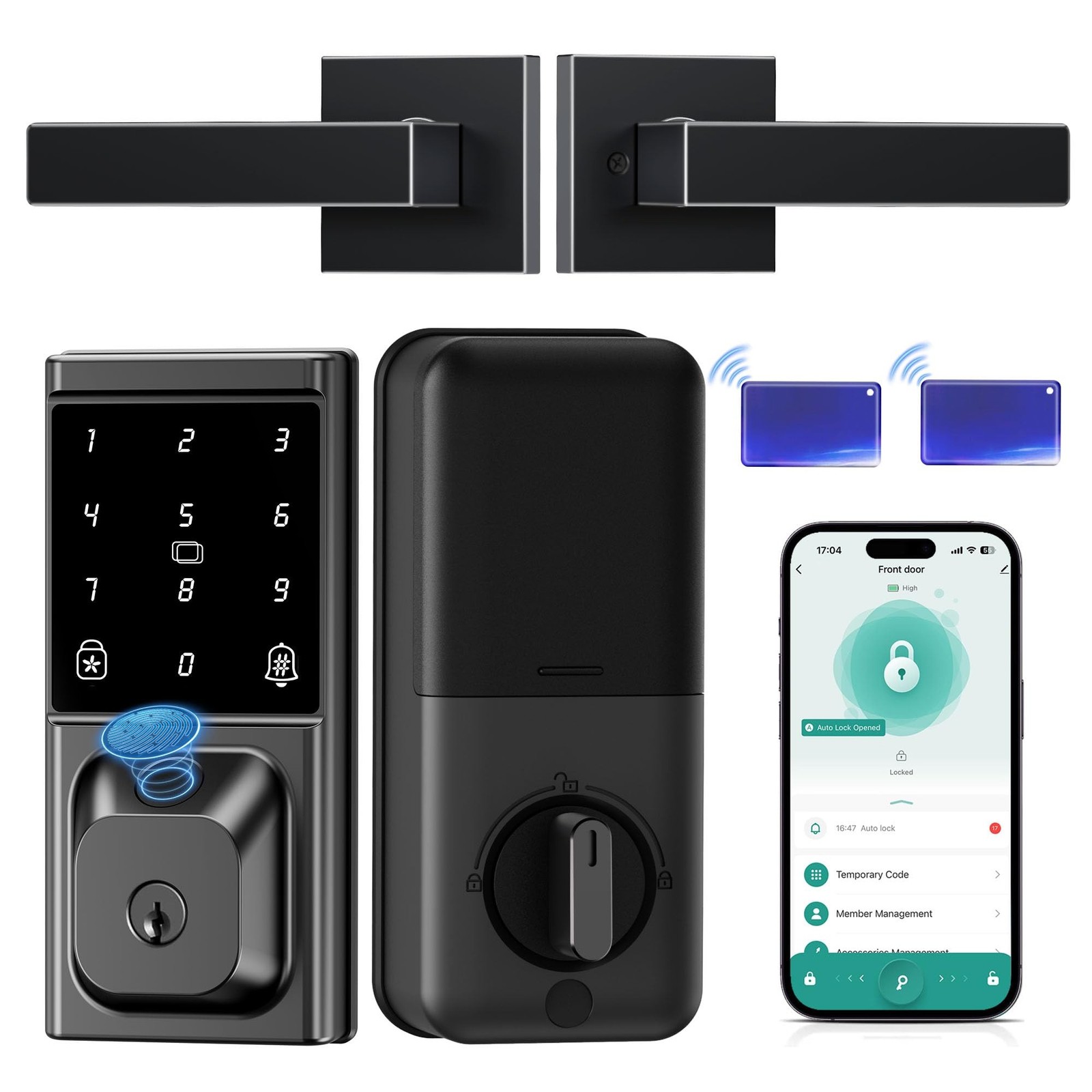 Keyless Entry Door Lock with Handle Set, Fingerprint Smart Deadbolt Lock | AP…