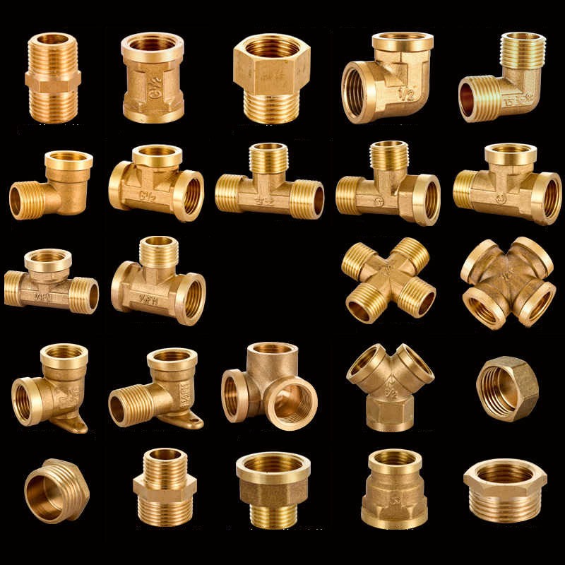 Brass Threaded Fitting Pipe Socket Tee Elbow Plug Adaptor Male Female Connector