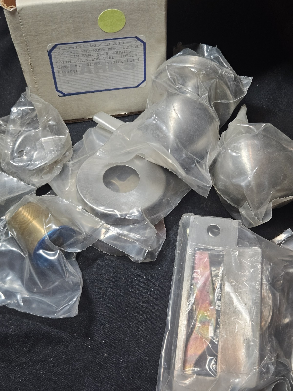 Marks Concorde Knob Rose Mortise Lockset LeftHand Satin Stainless W/ 7 Pin