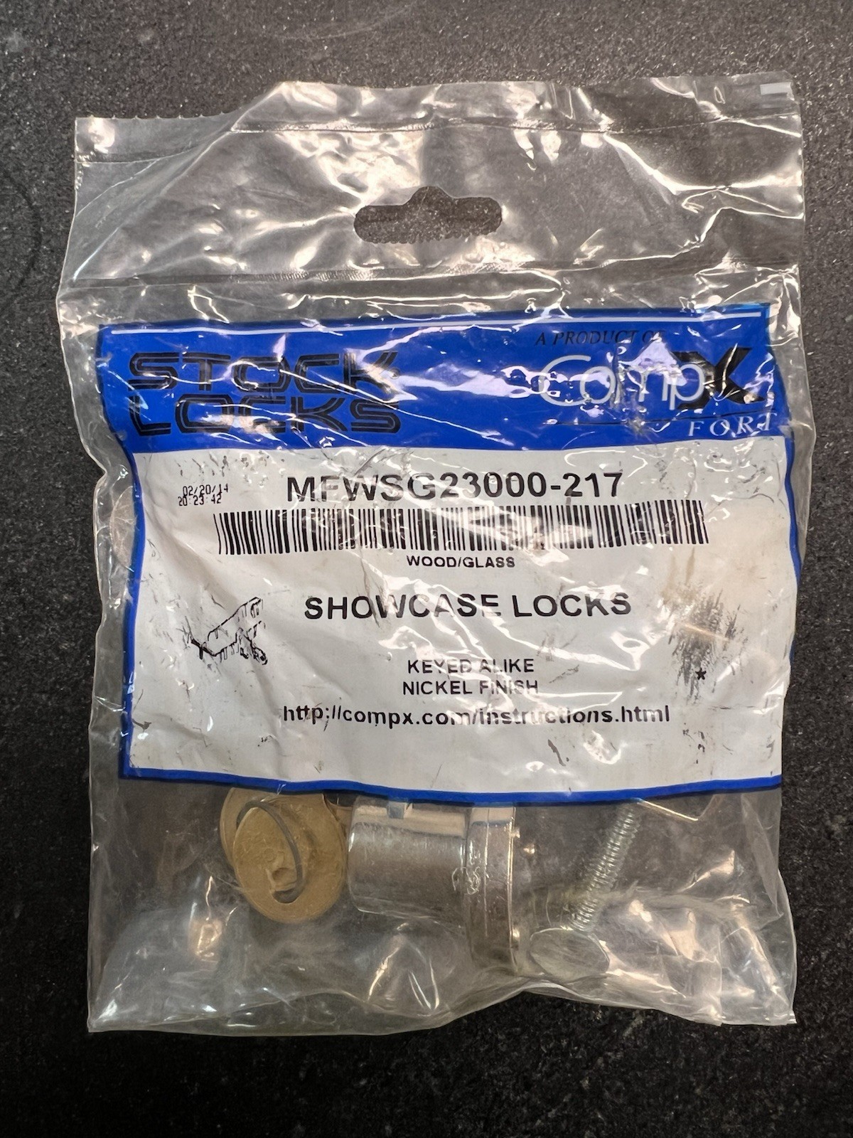 Compx Fort MFWSG23000-217 Showcase Lock for Wood or Glass Nickel Finish