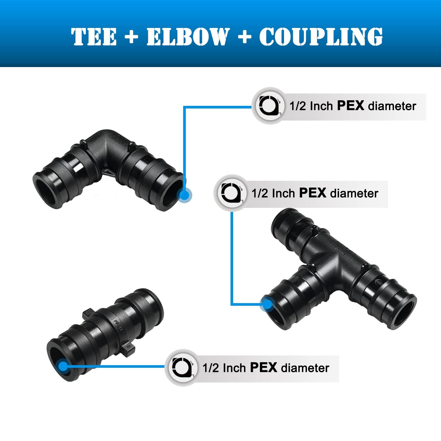 Camnwamn 30-Pack 1/2 Inch F1960 Poly Pex-A Expansion Fitting Combo 90-Degree