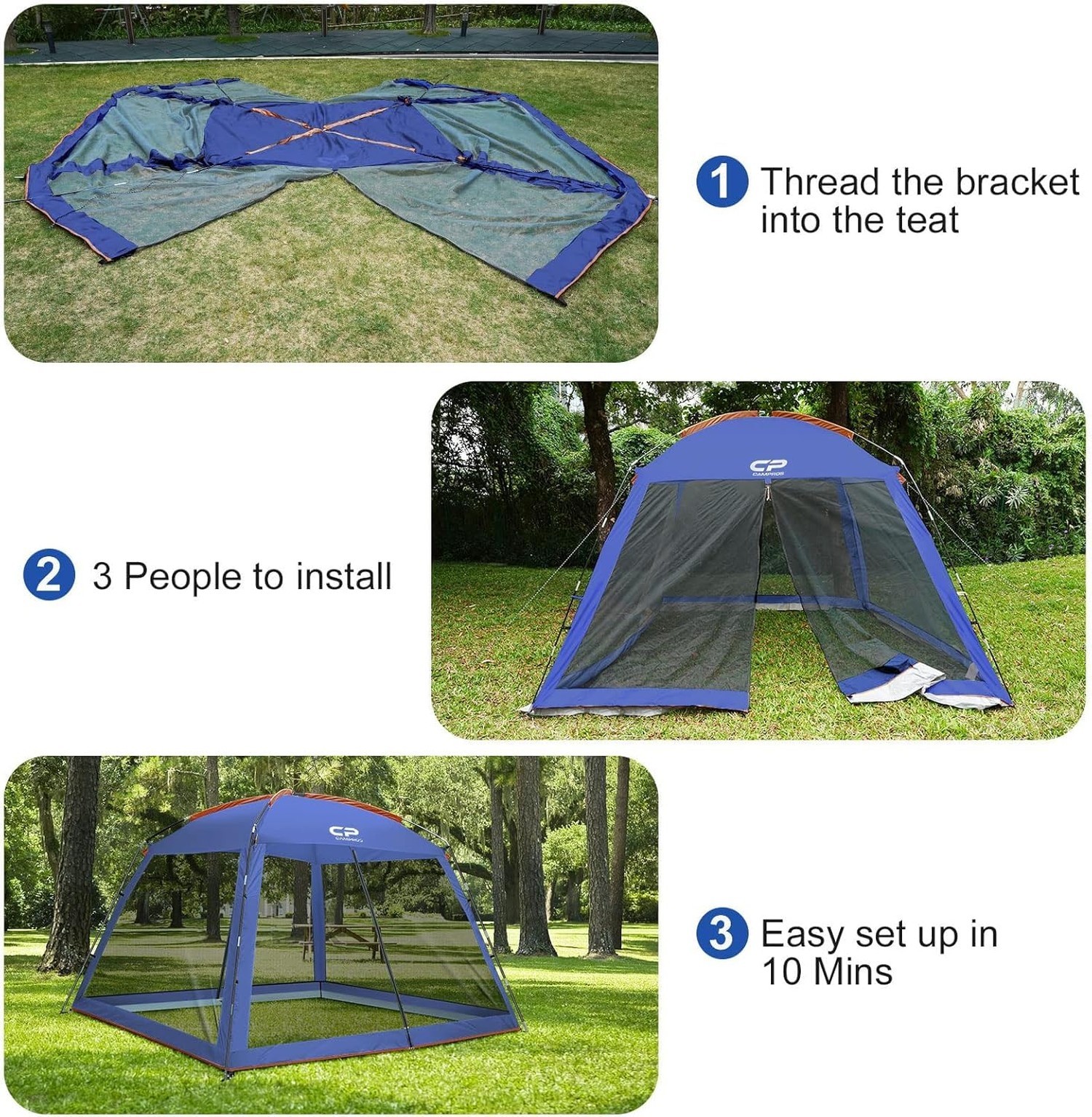 CAMPROS CP Screen House 10 x 10 Ft Screened Mesh Net Wall Canopy Tent Screen …