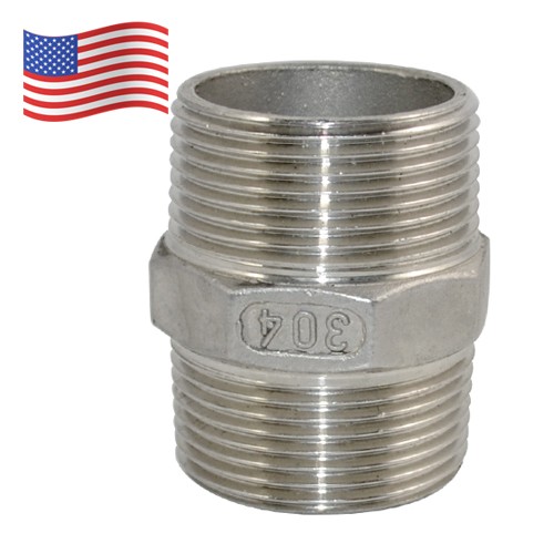 1-1/4″ in Pipe Fitting Hex Nipple NPT 304 Stainless Steel Male to Male connector
