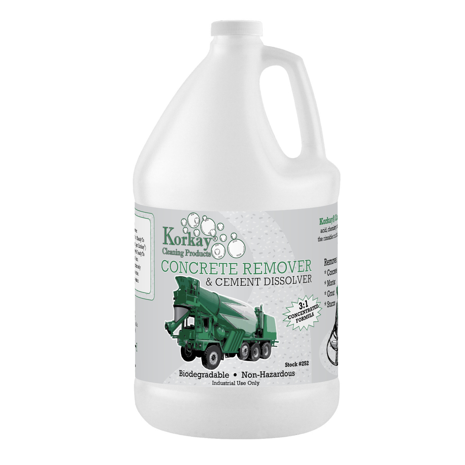 Korkay DIY Concrete & Cement Remover #252 ACID FREE Tools Mixers Trucks Forms