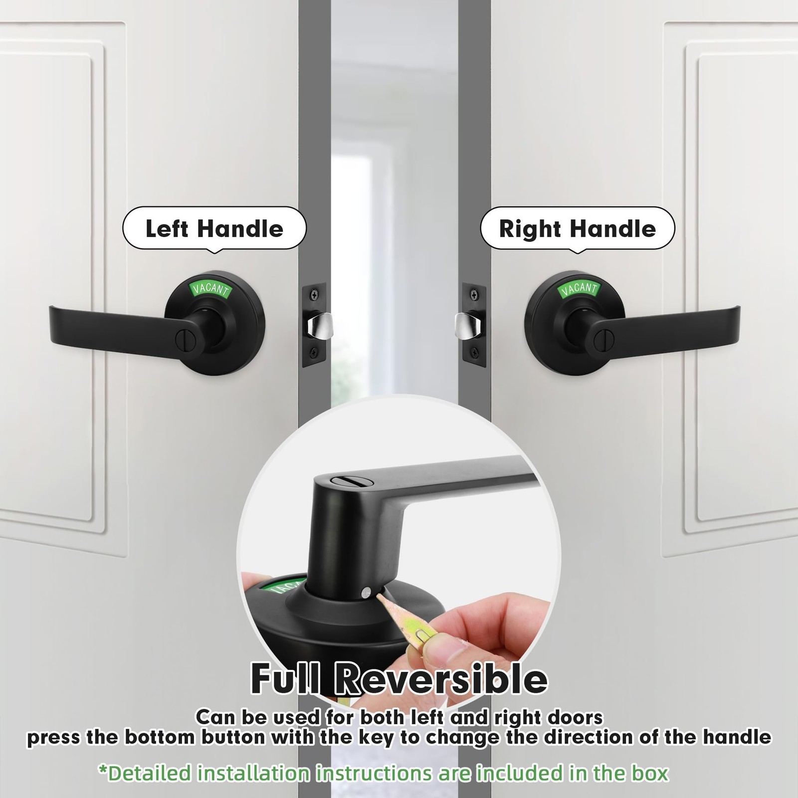 Malimali Commercial Door Handle with Occupied Sign, Bathroom Door Handle with…