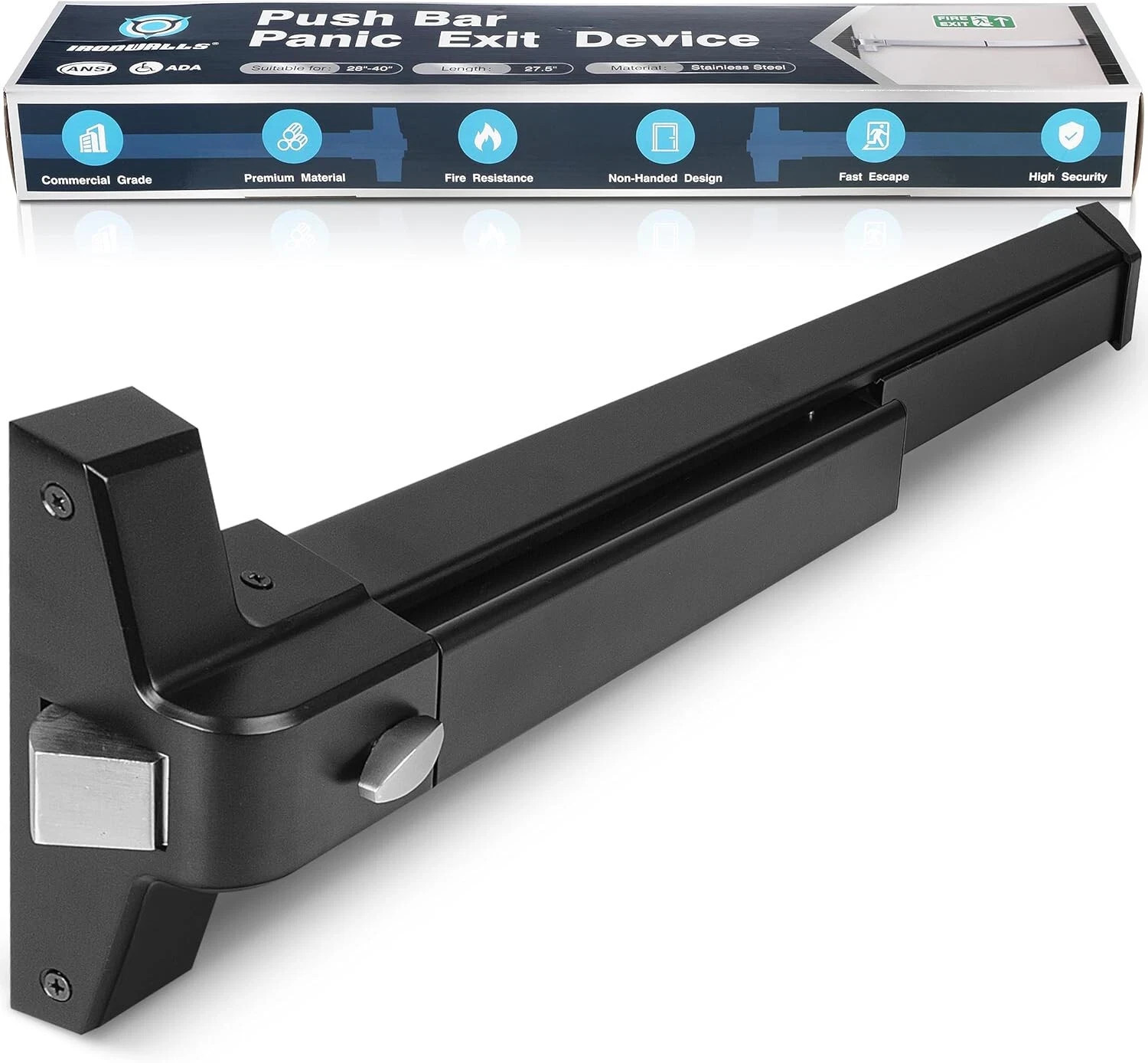 Push Bar Panic Emergency Door Exit Device 27.5″ Stainless Commercial BI00TPS7020