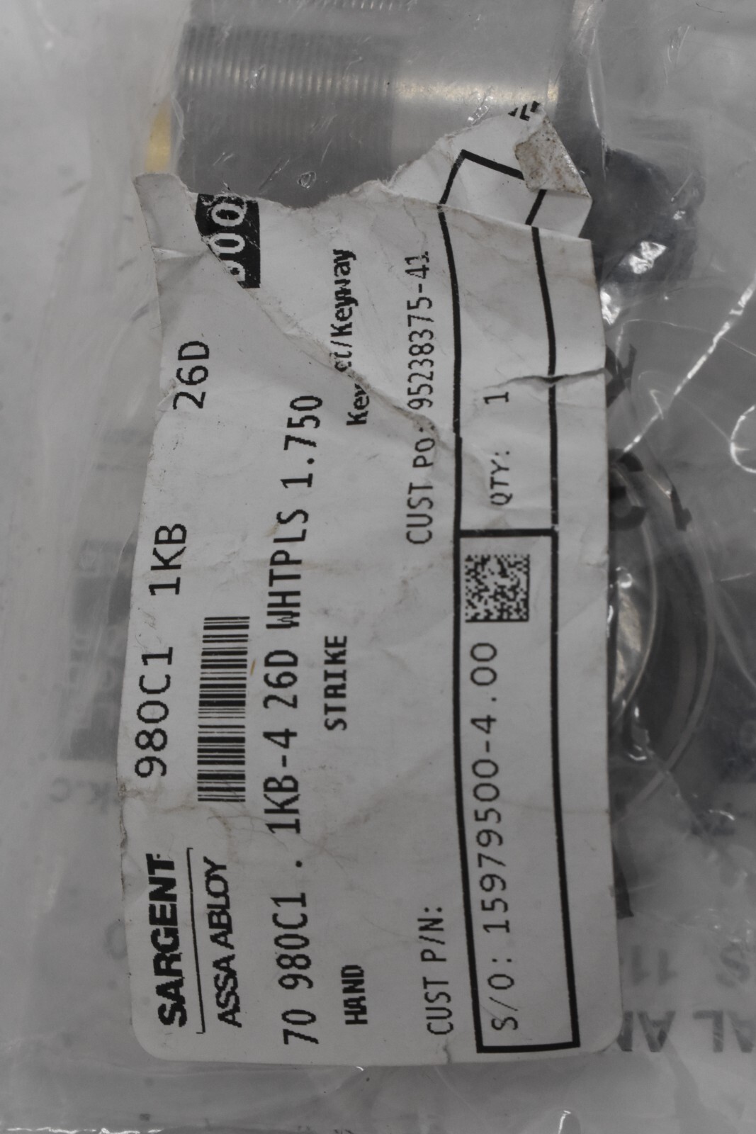 Sargent Assa Abloy 980C1 Mullion Cylinder Kit 26D Brushed Chrome Finish