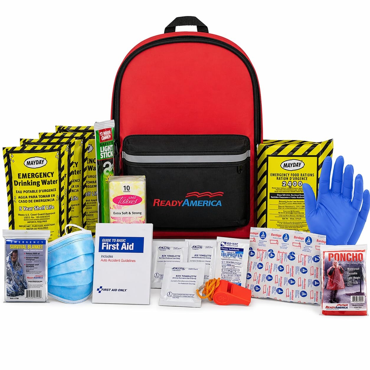 Ready America 70180 72 Hour Emergency Kit 1-Person 3-Day Backpack Includes
