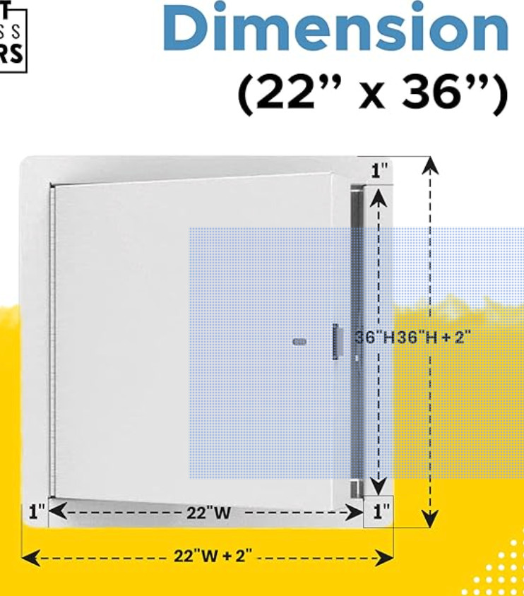 Cendrex 22×36 Fire Rated Access Door Panel Insulated Steel White BA-FRI