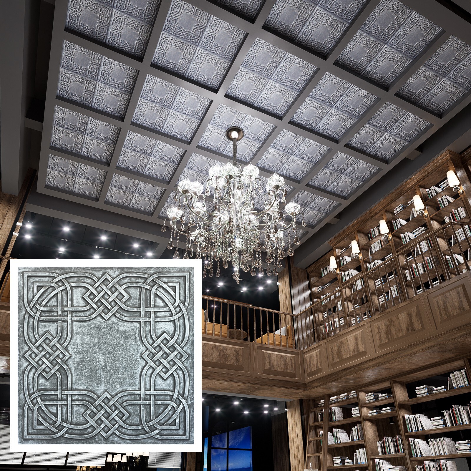 Old ceiling tiles Suspended ceiling panels for Club Salon PL61 Antique tin 10pcs