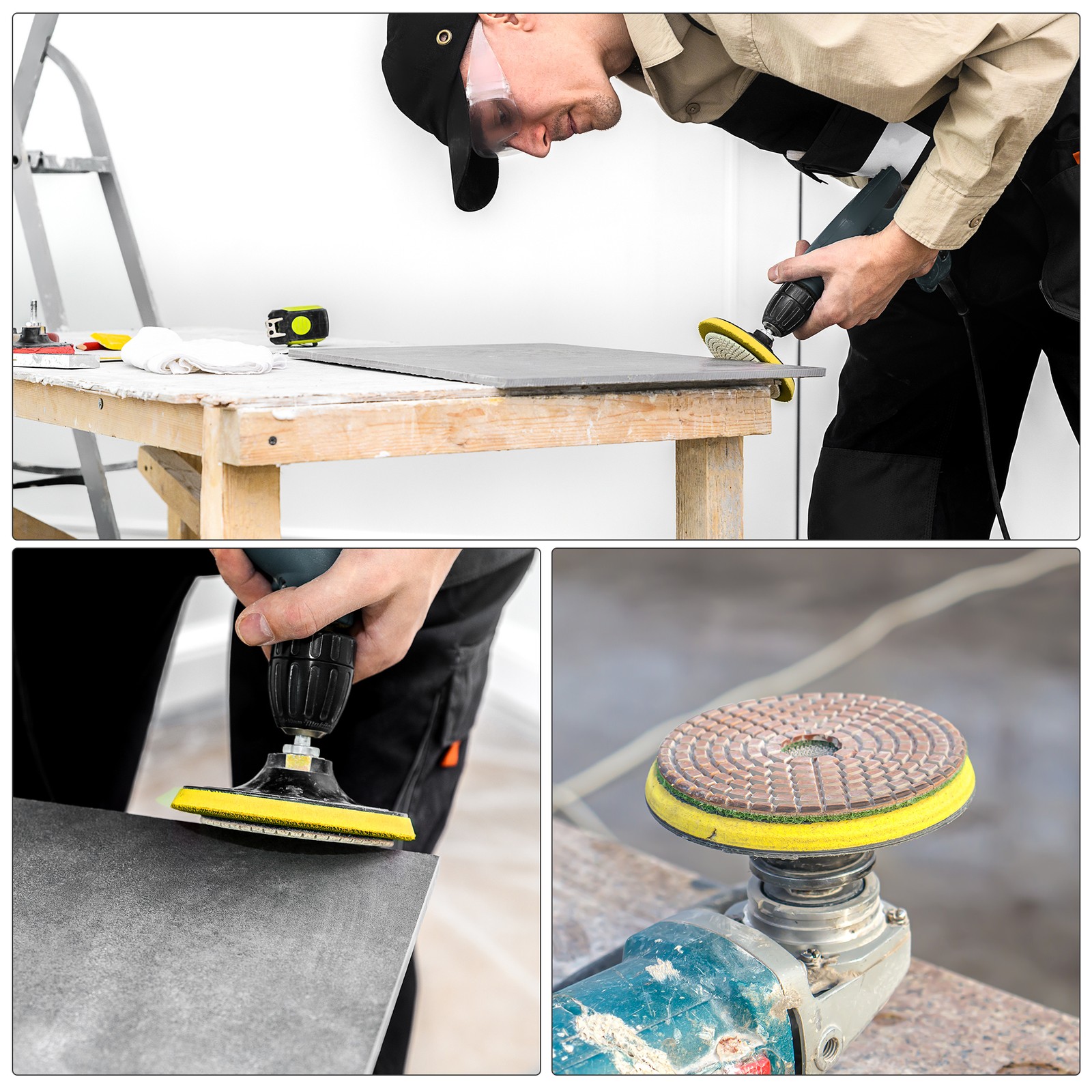 3-inch Diamond Wet Polishing Pad Grit 50 10Pack for Concrete Marble
