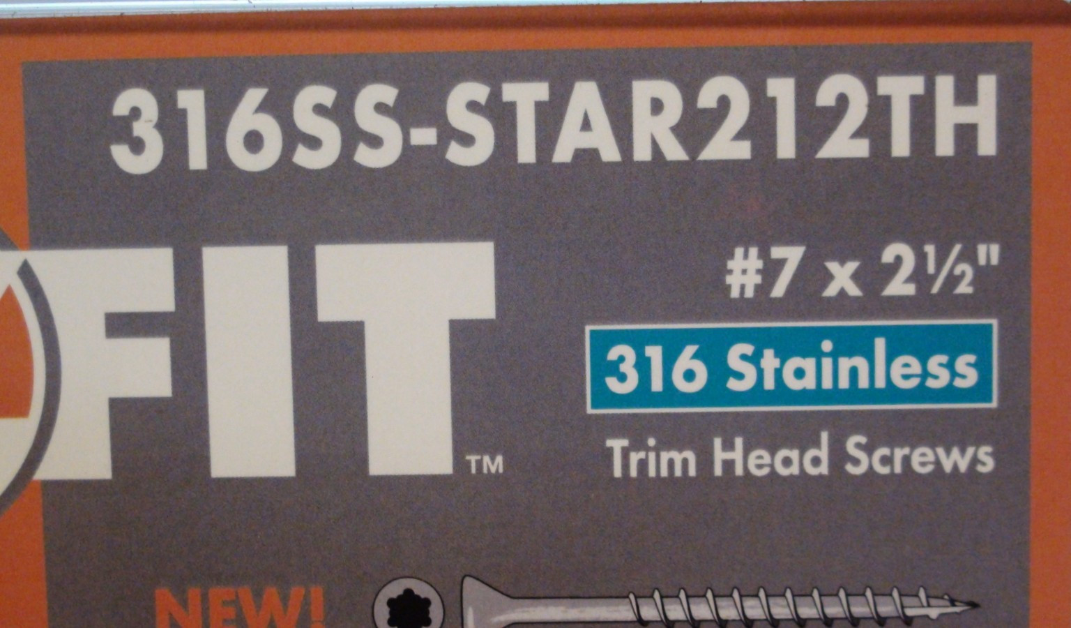 (3 box) EZFIT 316SS-Star212TH #7 x 2 1/2″ Stainless Trim Head Screws + Bit 3 Lb.