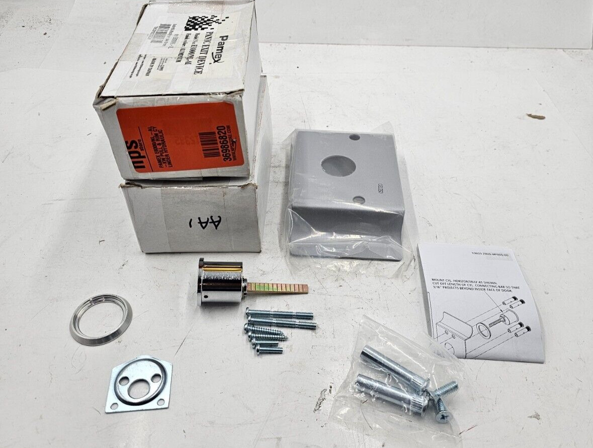 QTY 2 Pamex E8000/NL-AL Double Pull and Rim Cylinder Aluminum Satin Chrome