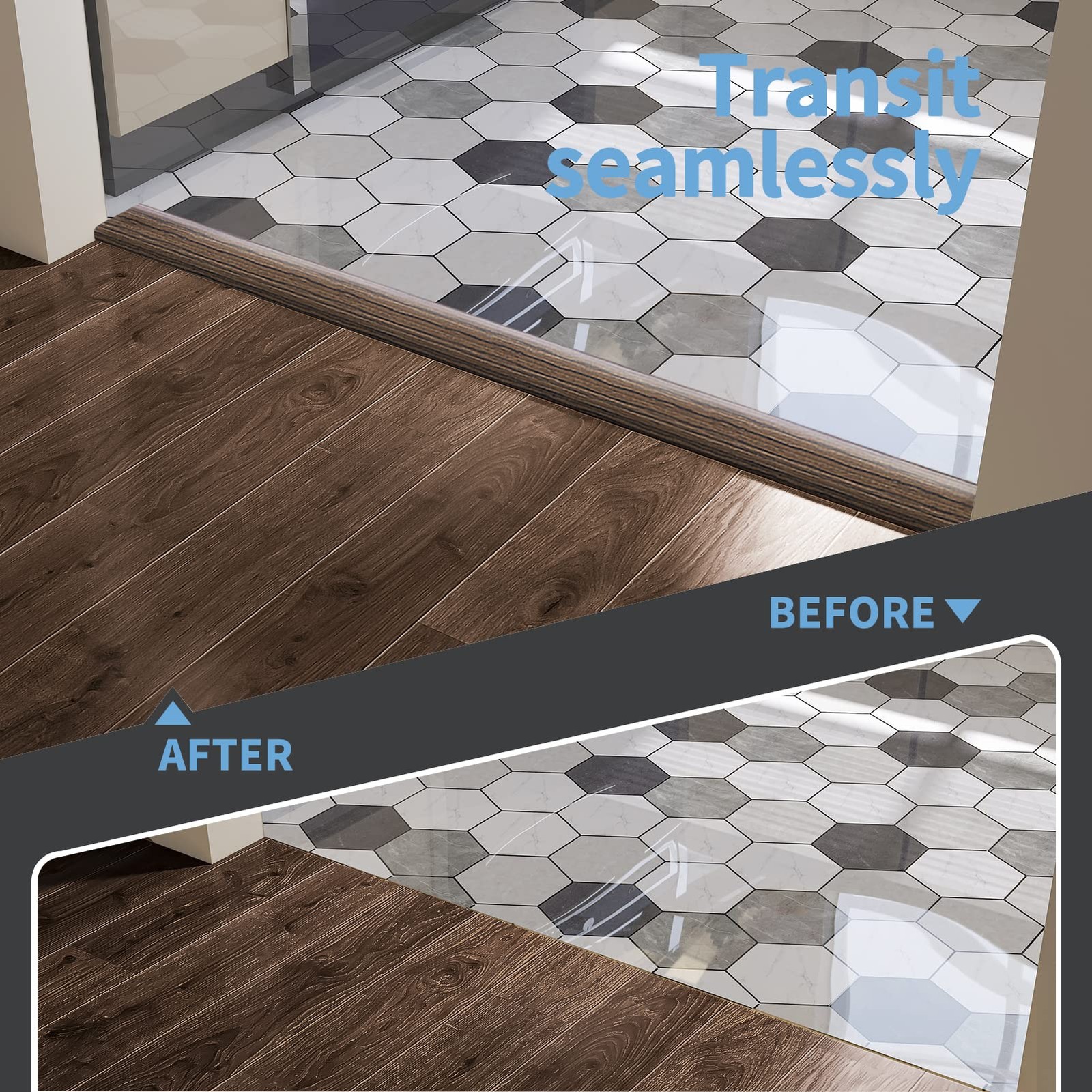 Art3d 4 FT Self Adhesive Vinyl Floor Transition Strip, Laminate 4 FT, Brown