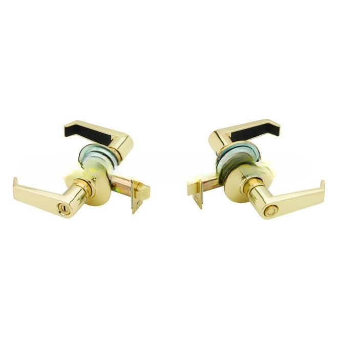 A Series Privacy Levon Lock with 11116 Latch 10001 Strike Bright Brass Finish