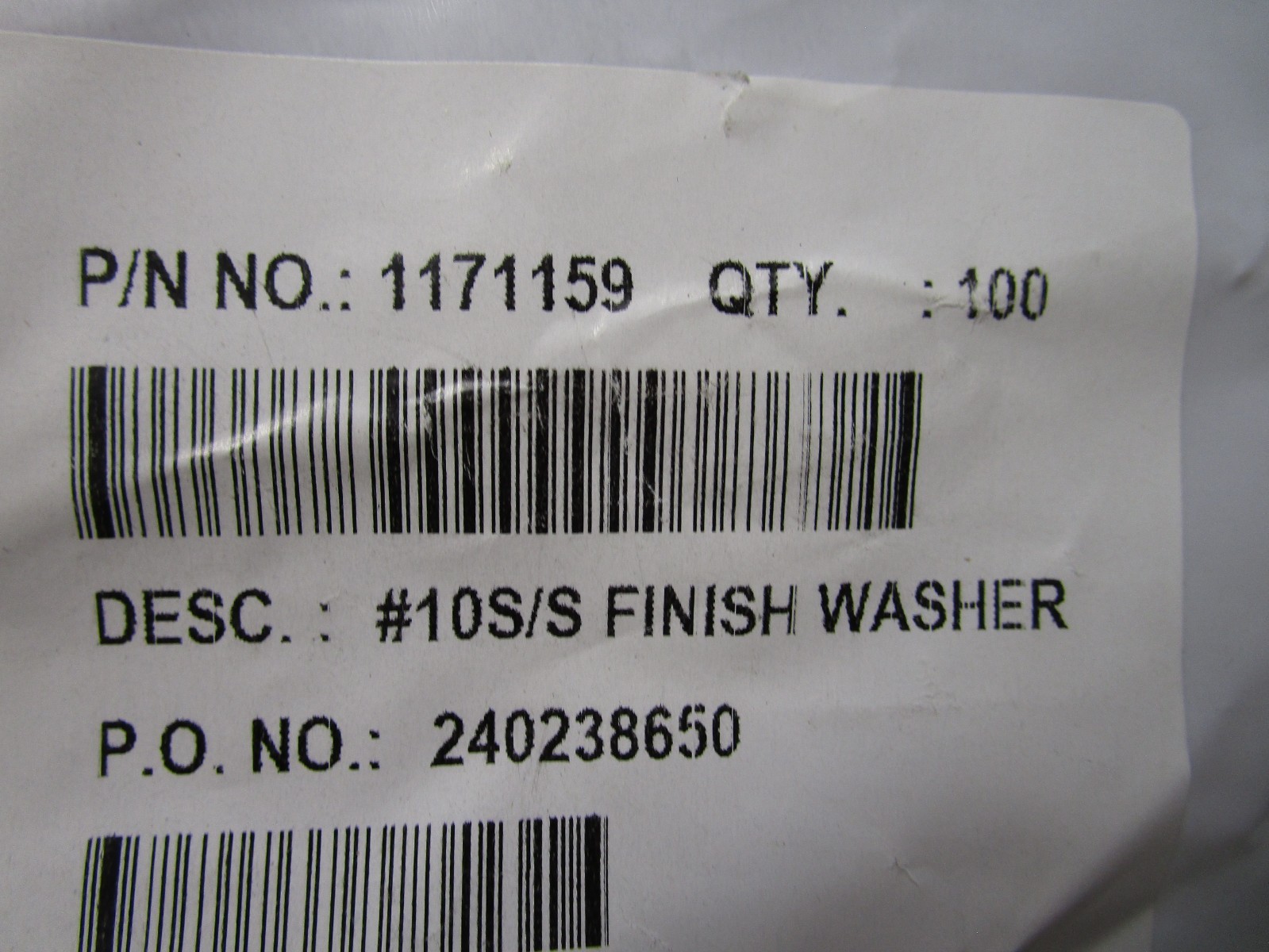 #10 Stainless Steel Finished Washer QTY 100