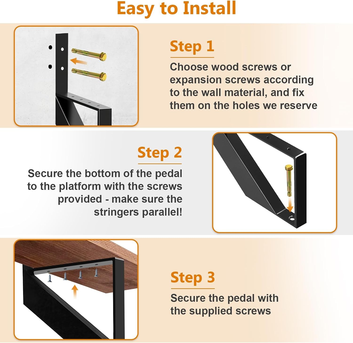 Steel Stair Riser 6 Step 3 Pack, Metal Stair Stringers for Deck Height 49.6 inch