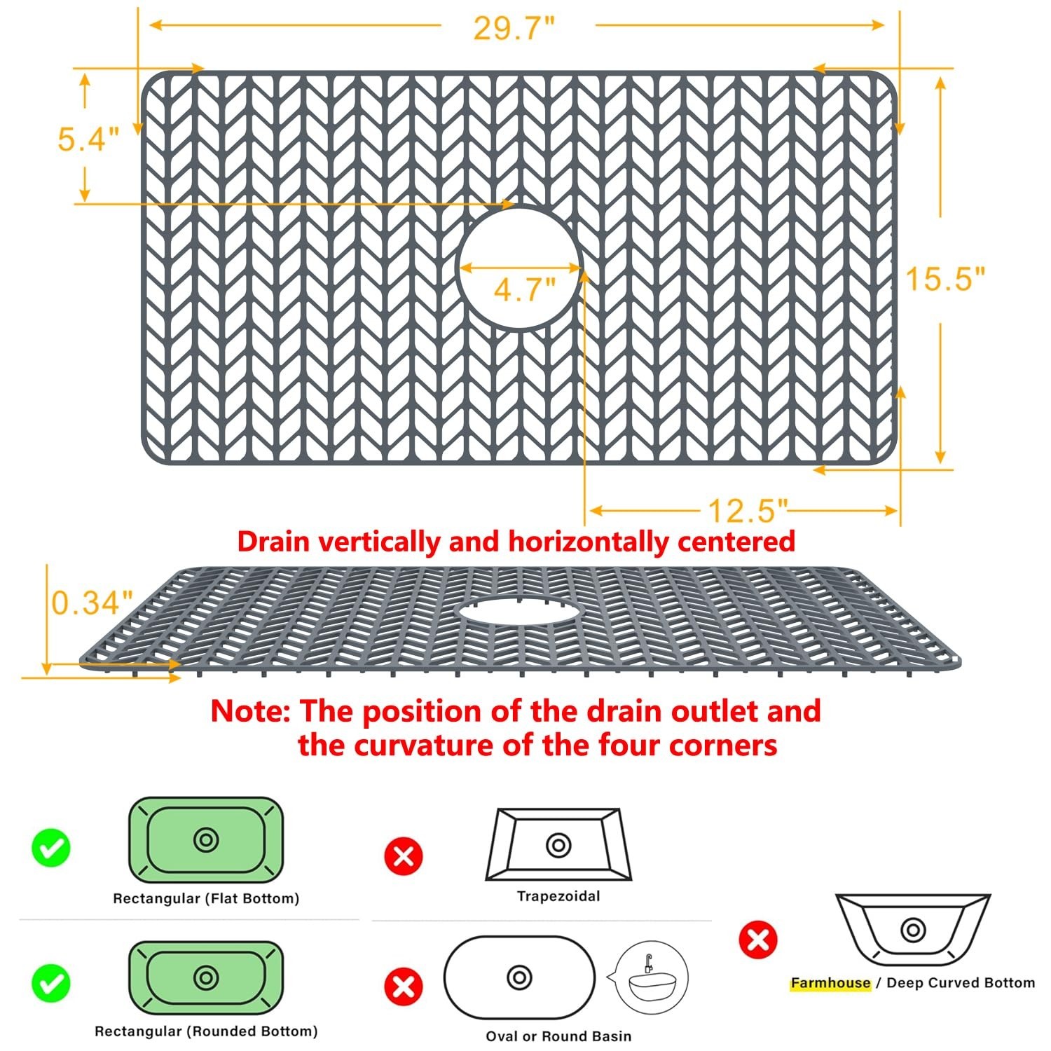 Sink Protectors for Kitchen Sink 12″ 13″ 16″ 18″ 19″ 24″ 26″ 28″ 29″ 30″,Sili…