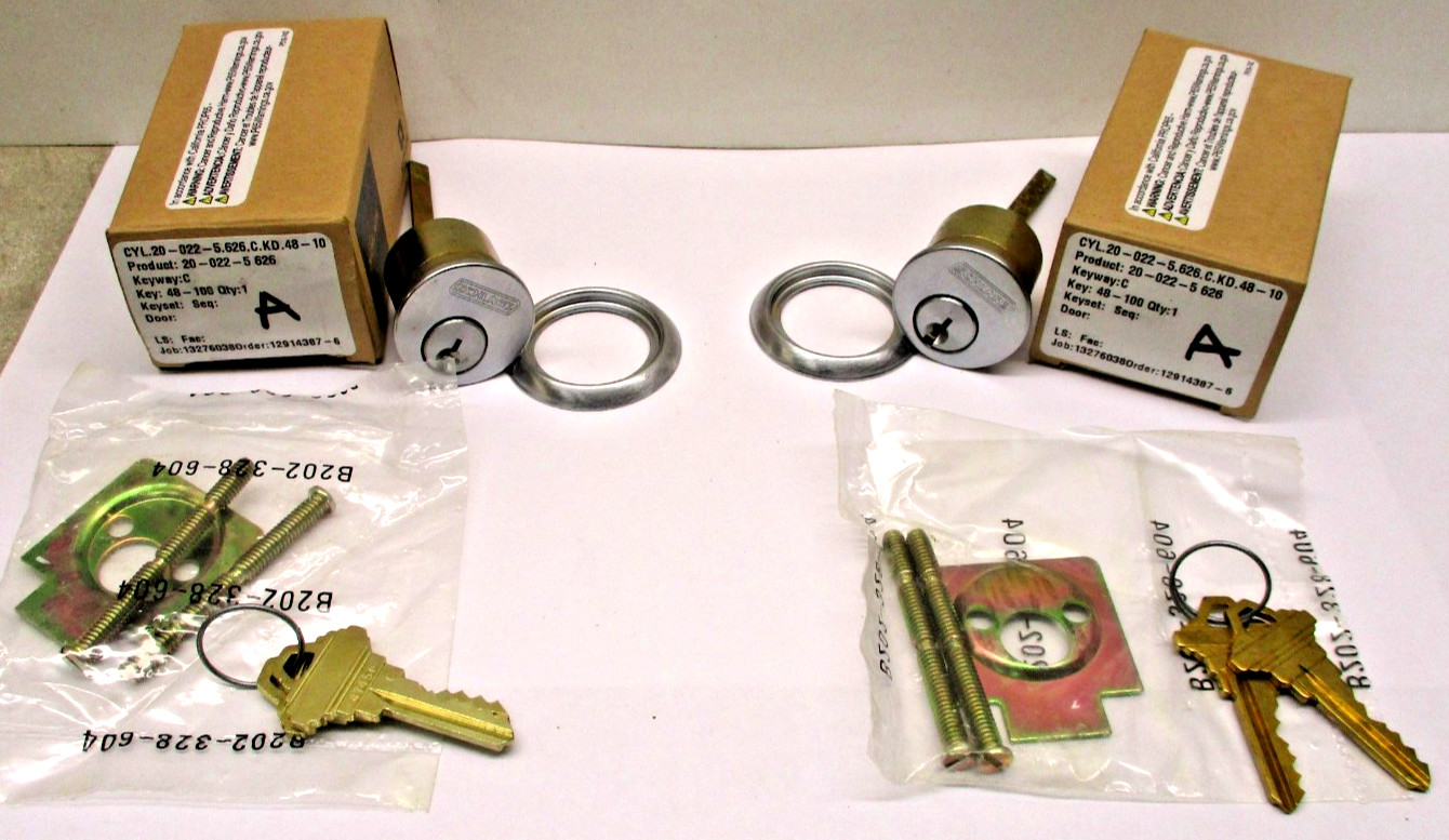 Lot 2 Schlage 20-022-5 Rim Cylinders 4 Exit Devices Aluminum Door Finish 626 (A)