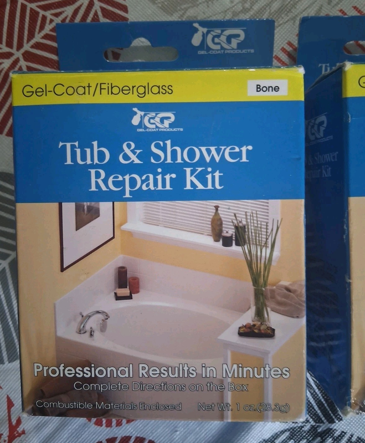 2 New Boxes Gel-coat /Fiberglass Tub and Shower Kit-Bone Color