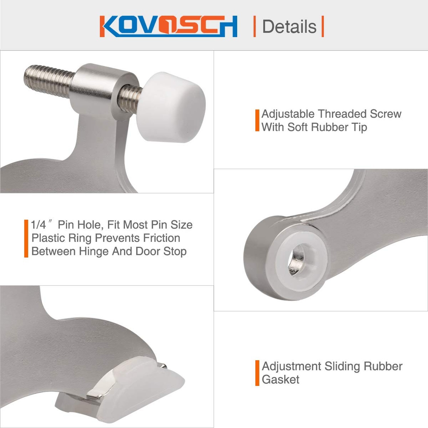 2 Pack Hinge Pin Door Stopper Brushed Satin Nickel – Adjustable Heavy Duty Hi…