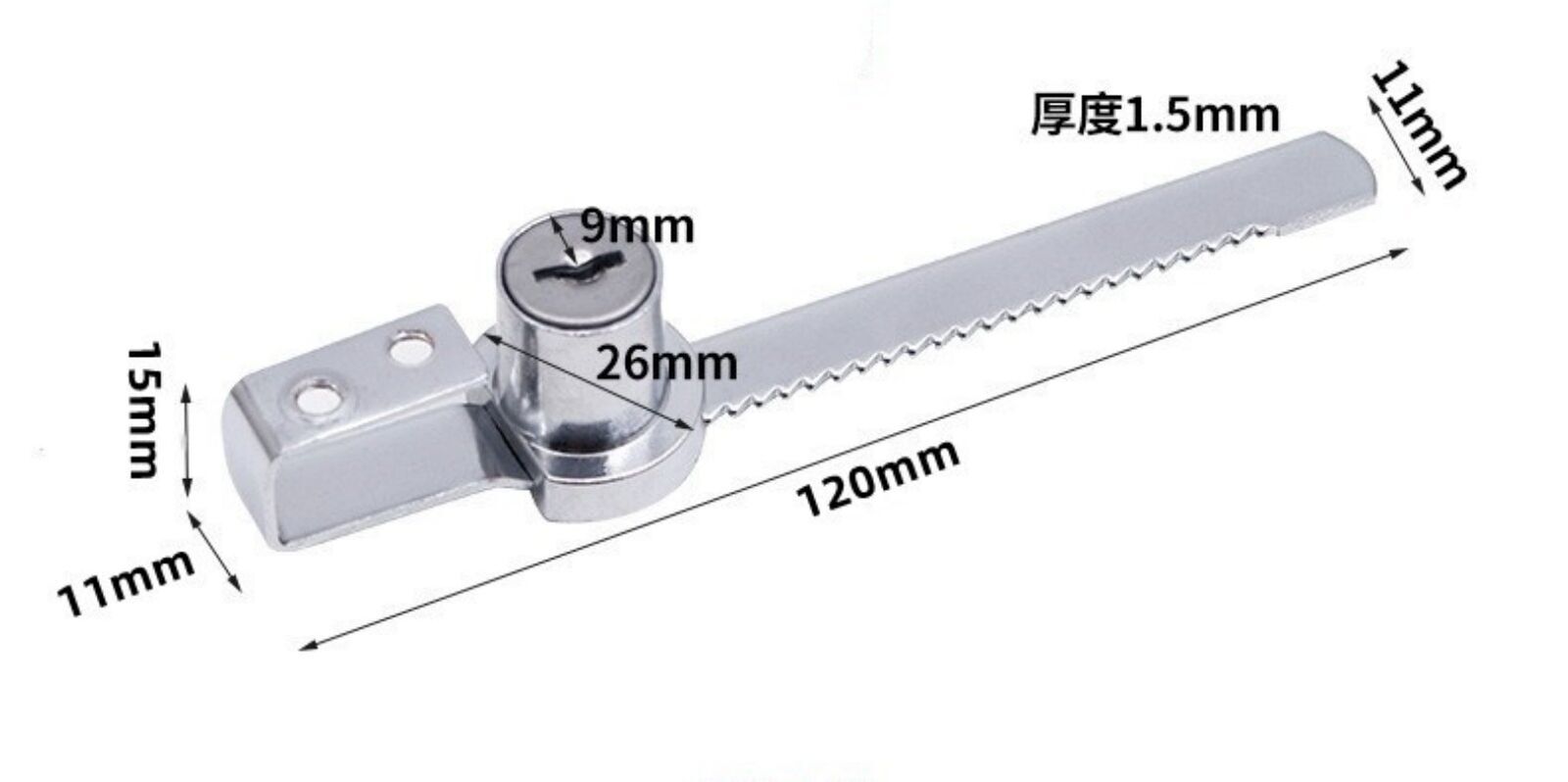 120mm Drawer Display Case Showcase Window Sliding Glass Door Lock with 2pcs Keys