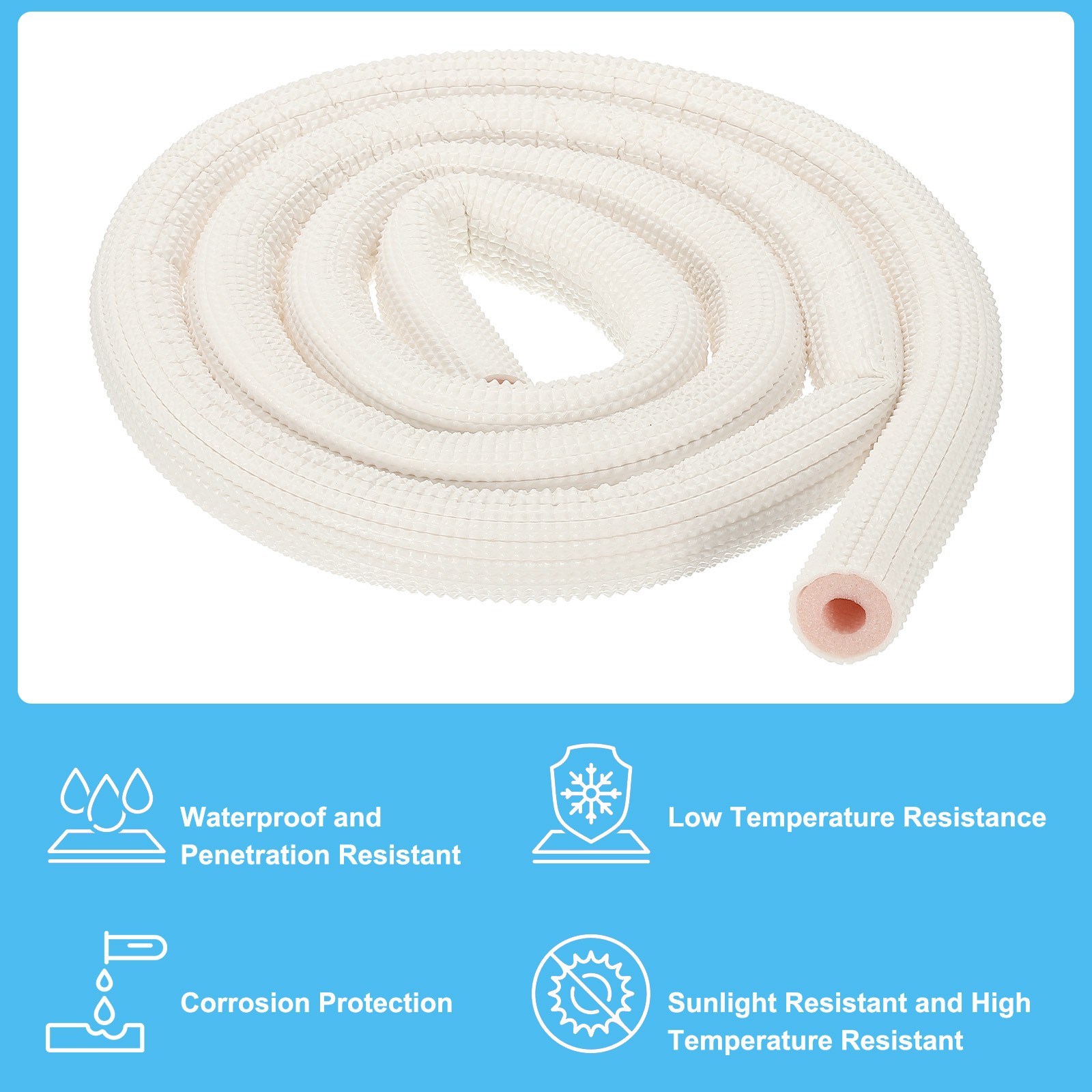 1/2″ Heater Pipe Insulation Foam Tube Heat Preservation Tubing, 2m(6.56Ft)