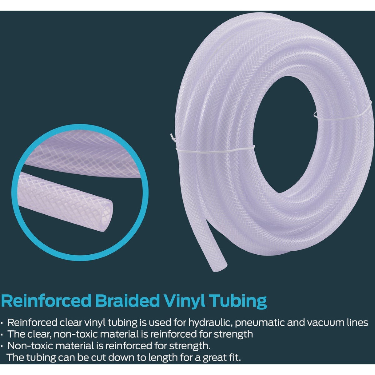 Eastman EZ-Flo 20 Ft. Braided Vinyl Tubing 1/2 In. ID x 3/4 In. OD 98628 Eastman