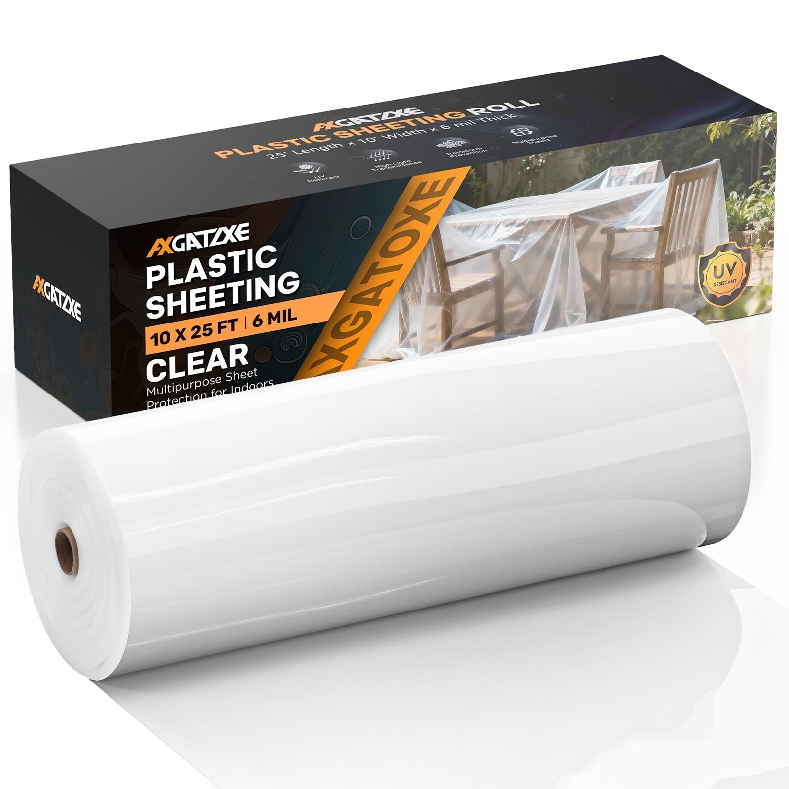6 Mil 10×25 FT Heavy Duty Plastic Sheeting, UV Resistant Tear-Proof for Green…