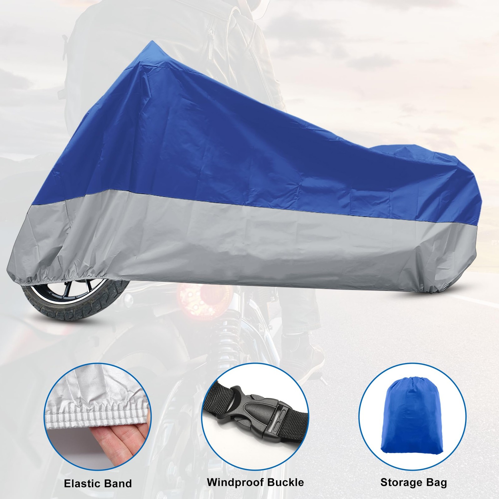 Motorcycle Cover XXL 265x105x125cm Waterproof for Harley Honda Suzuki – All