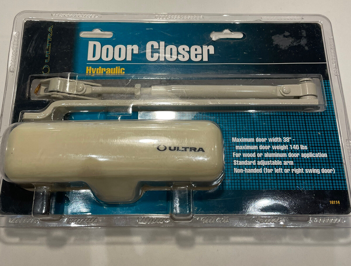 ULTRA HYDRAULIC DOOR CLOSER 16114 IVORY Left or Right Swing 38” W 140 Lbs