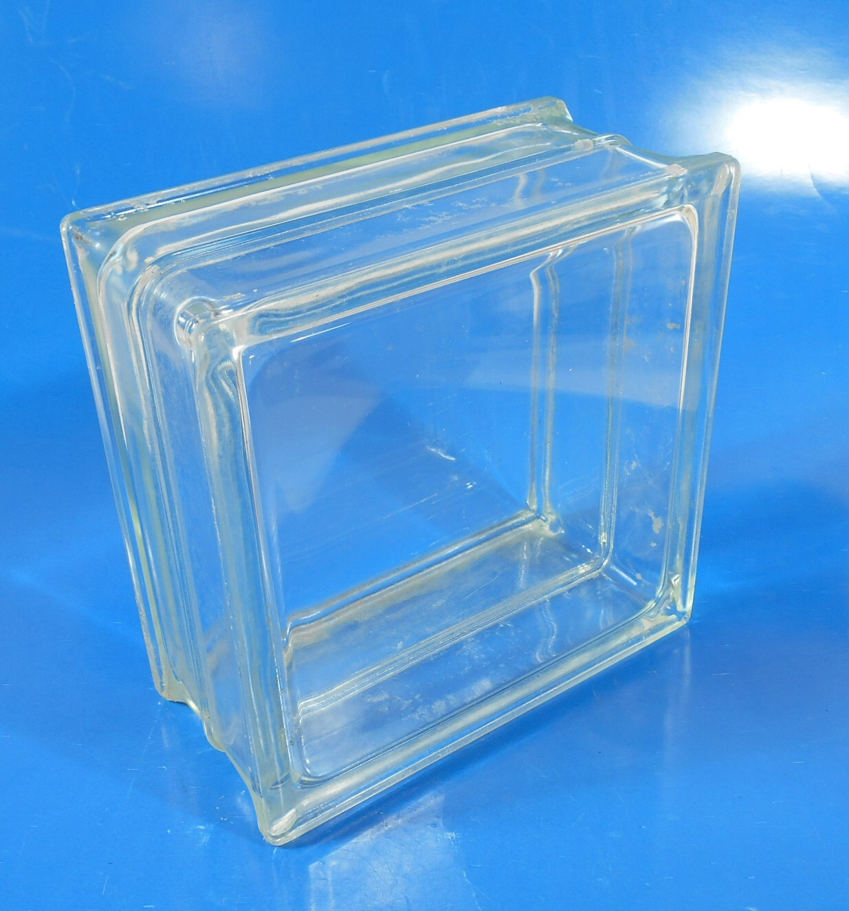 Vintage Clear Glass Block Architectural 7.75″ Square Reclaim