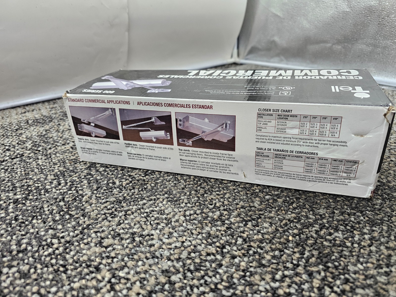 Tell DC100148: 600 Series Grade 1 Silver Commercial Door Closer Size 1-4