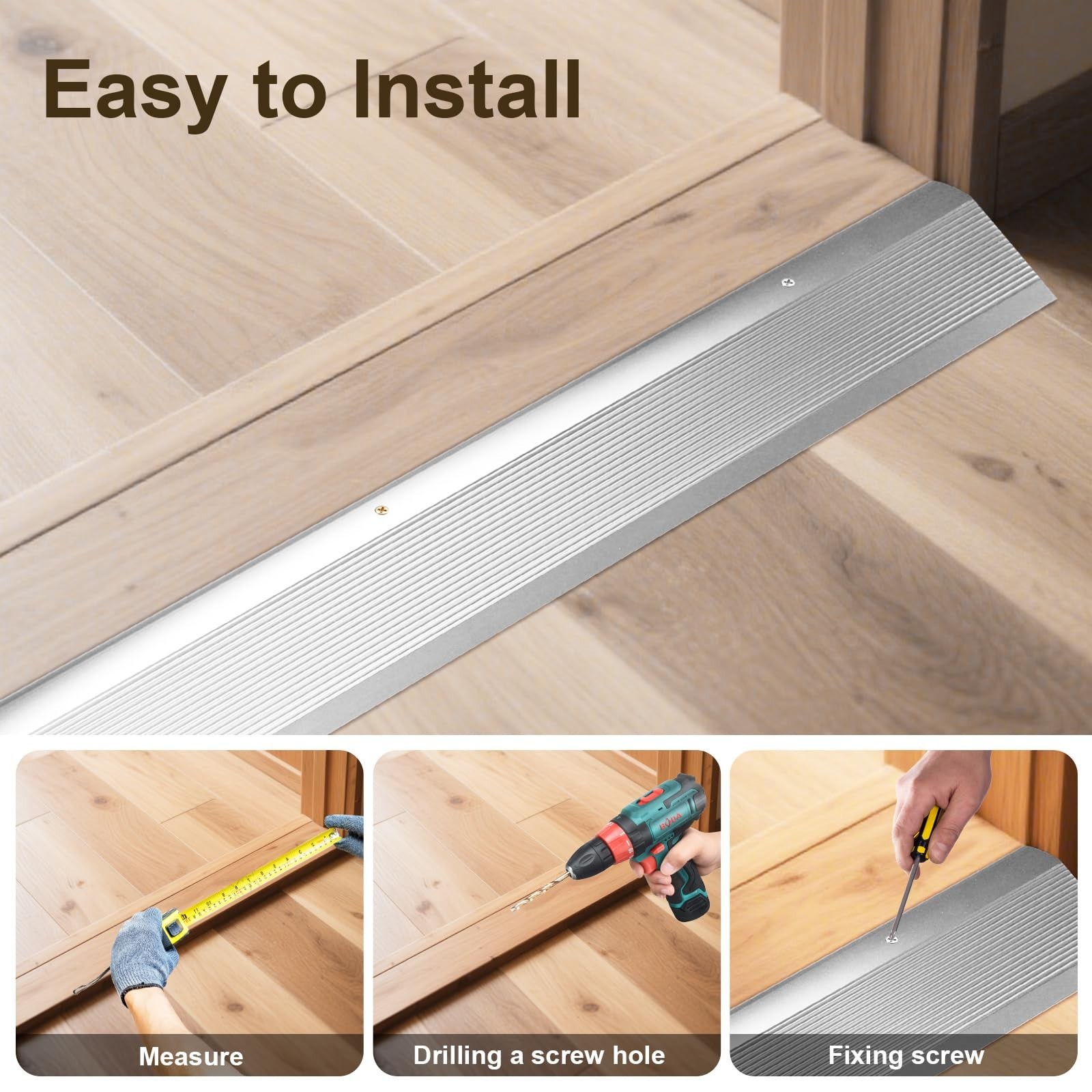 2Pack Aluminum Floor Transition Strip, Door Thresholds Bridge The Height from…