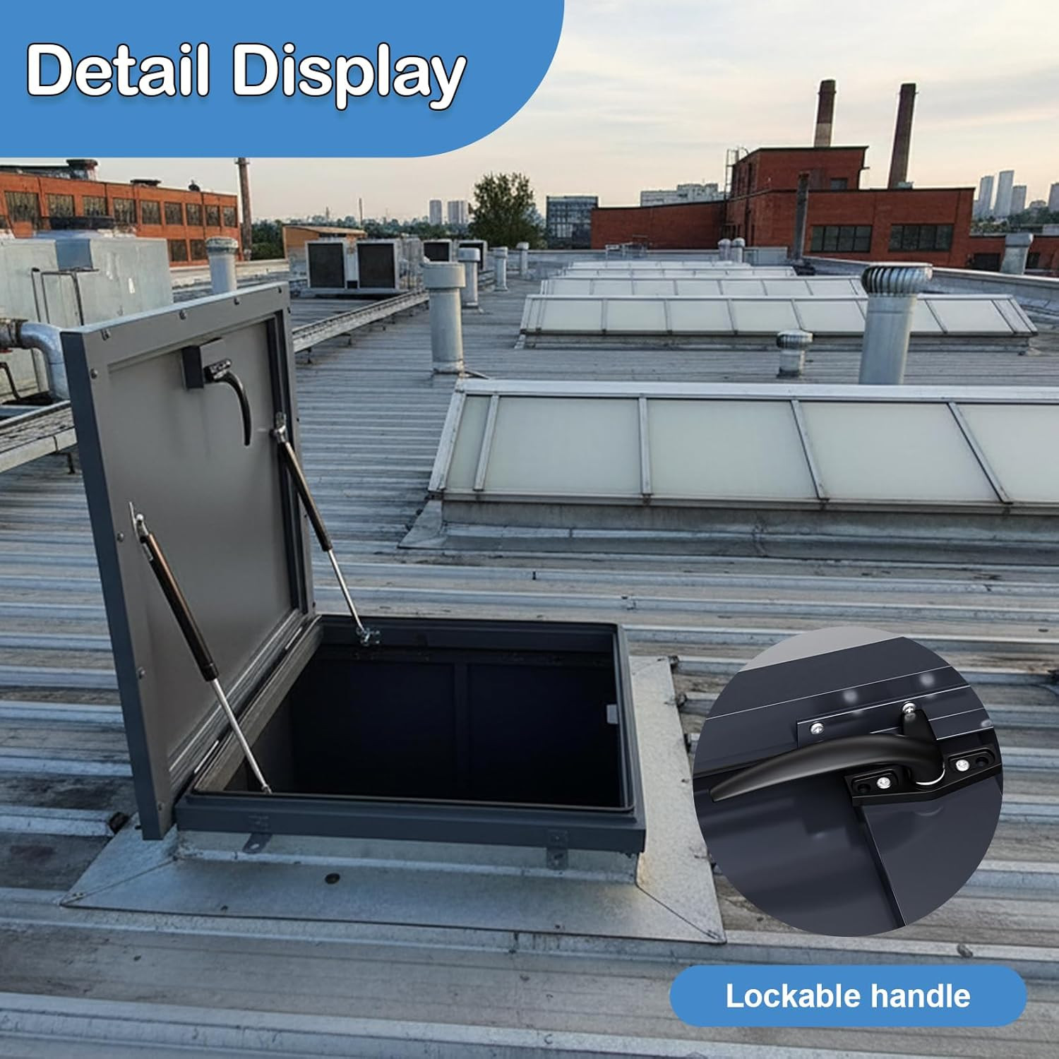 35.4”X35.4” Roof Access Hatch Security Door, Galvanized Steel Roof Hatch Cover