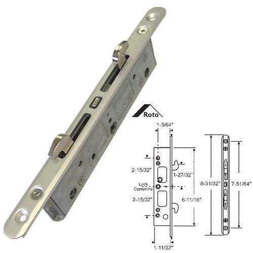 Gordon Glass Sliding Patio Door Lock 2-Point Mortise Aluminum Faceplate