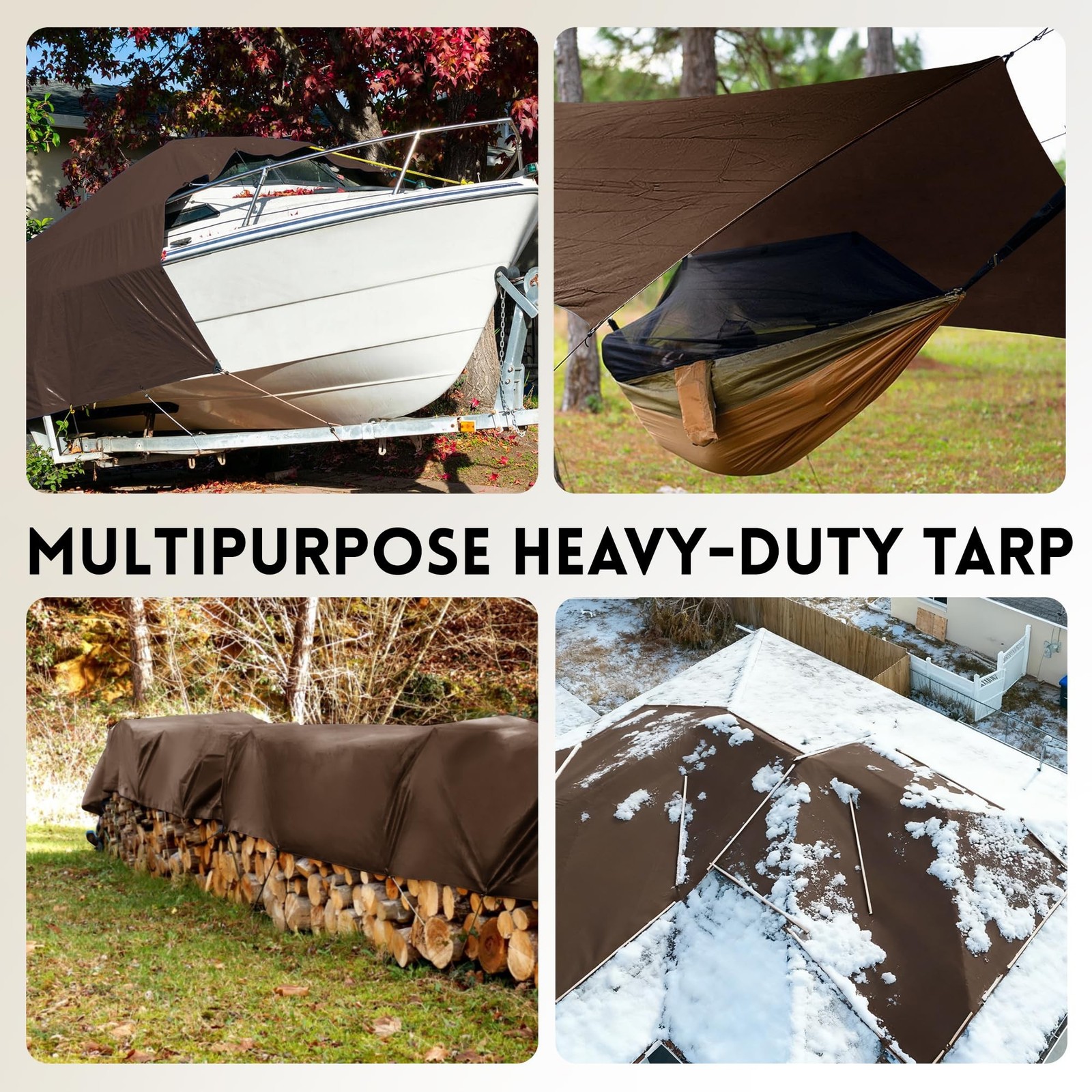 Tarp 6x8FT, 18 Mil Heavy Duty Large Tarps, 100% Waterproof Tarp, UV Resistant…