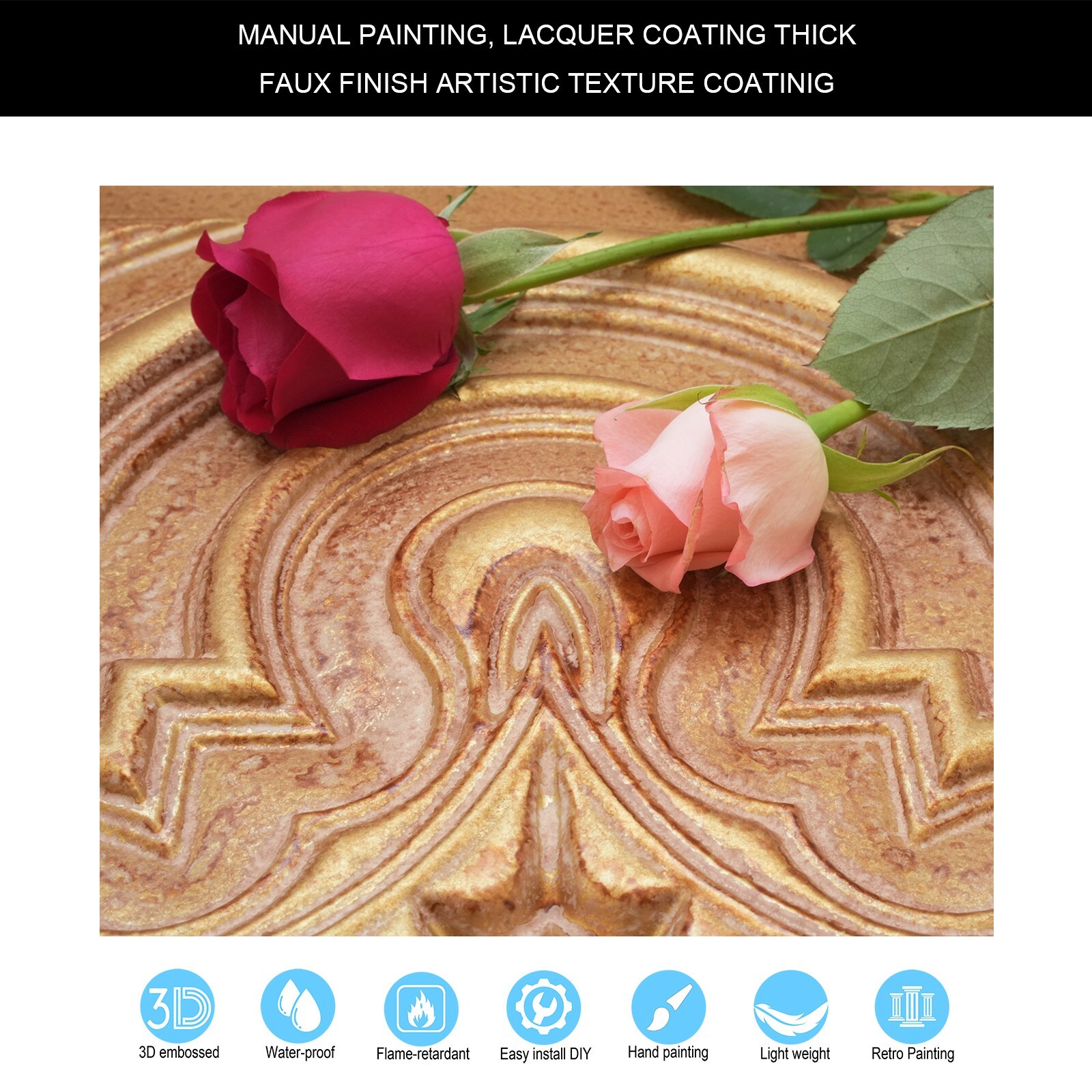 Wainscoting Decorative Wall Panels 24″x24″ PVC PL36 Vintage brown gold 10pcs