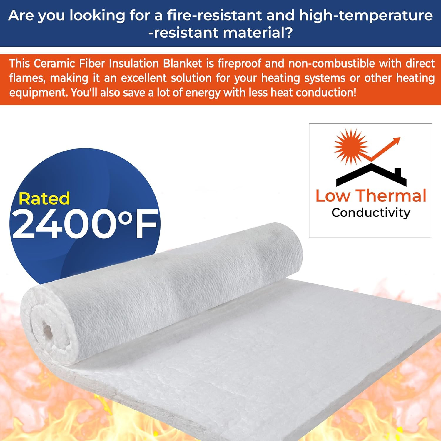 Ceramic Fiber Insulation Blanket, 2400F 4# Density, 12 X 24