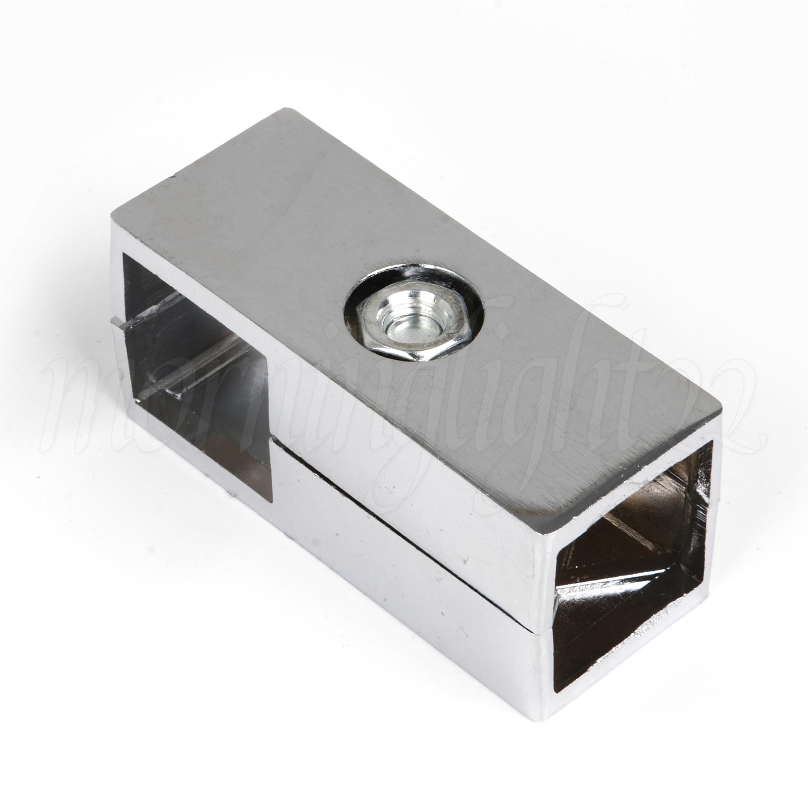 Set of 4 Silver Aluminum Alloy 2 Way Square Pipe Fitting Rack Clamp 0.98inch