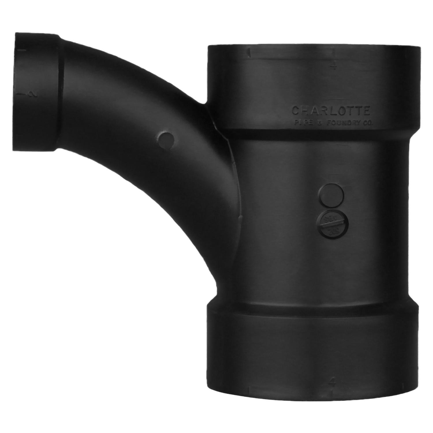 Charlotte Pipe ABS005021600 Black DWV ABS Wye 4 x 4 x 2 Hub Dia. in.