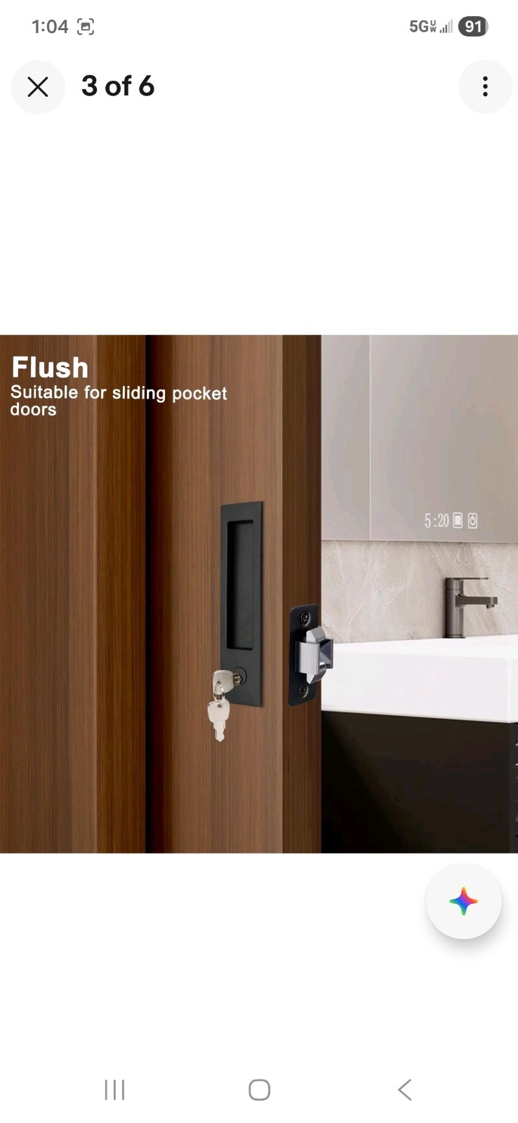 Dontay Pocket Door Handle, Modern Rectangular Keyed Entry Function, (Bed/Bath…