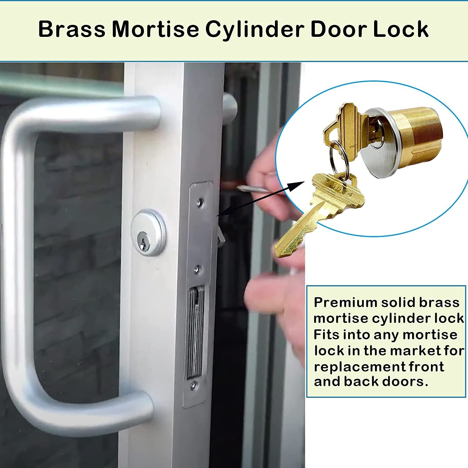 2Set Mortise Lock SC1 KD Cylinders Adams Rite 4 Keys For Store Front Door Brass