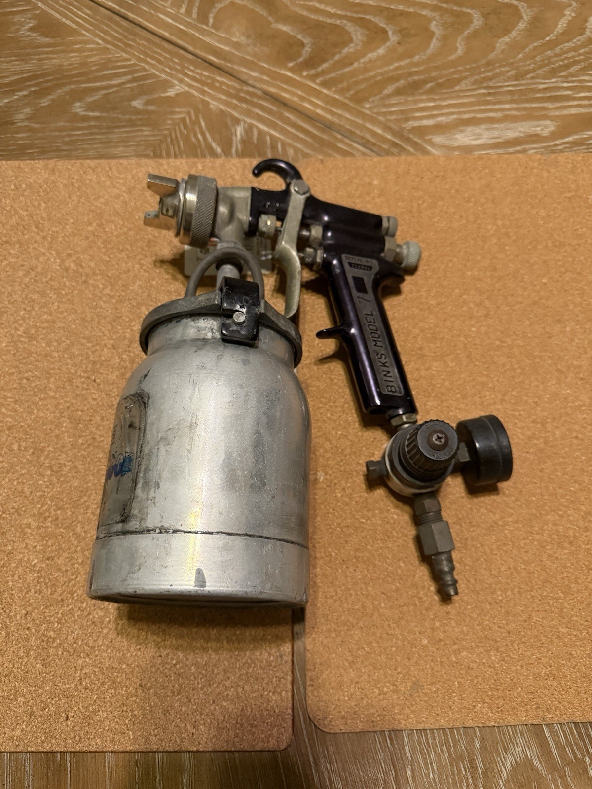 Vintage Binks Model 7 Spray Gun Made USA with Tip/Nozzle, Cup , And Regulator