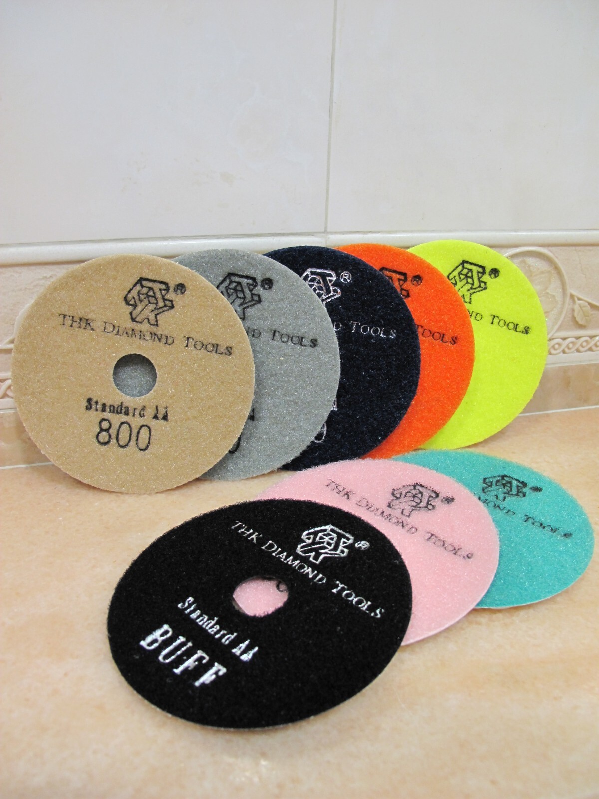 8 pieces 5″ inch THK Diamond DRY polishing pads wheel marble granite stone disc