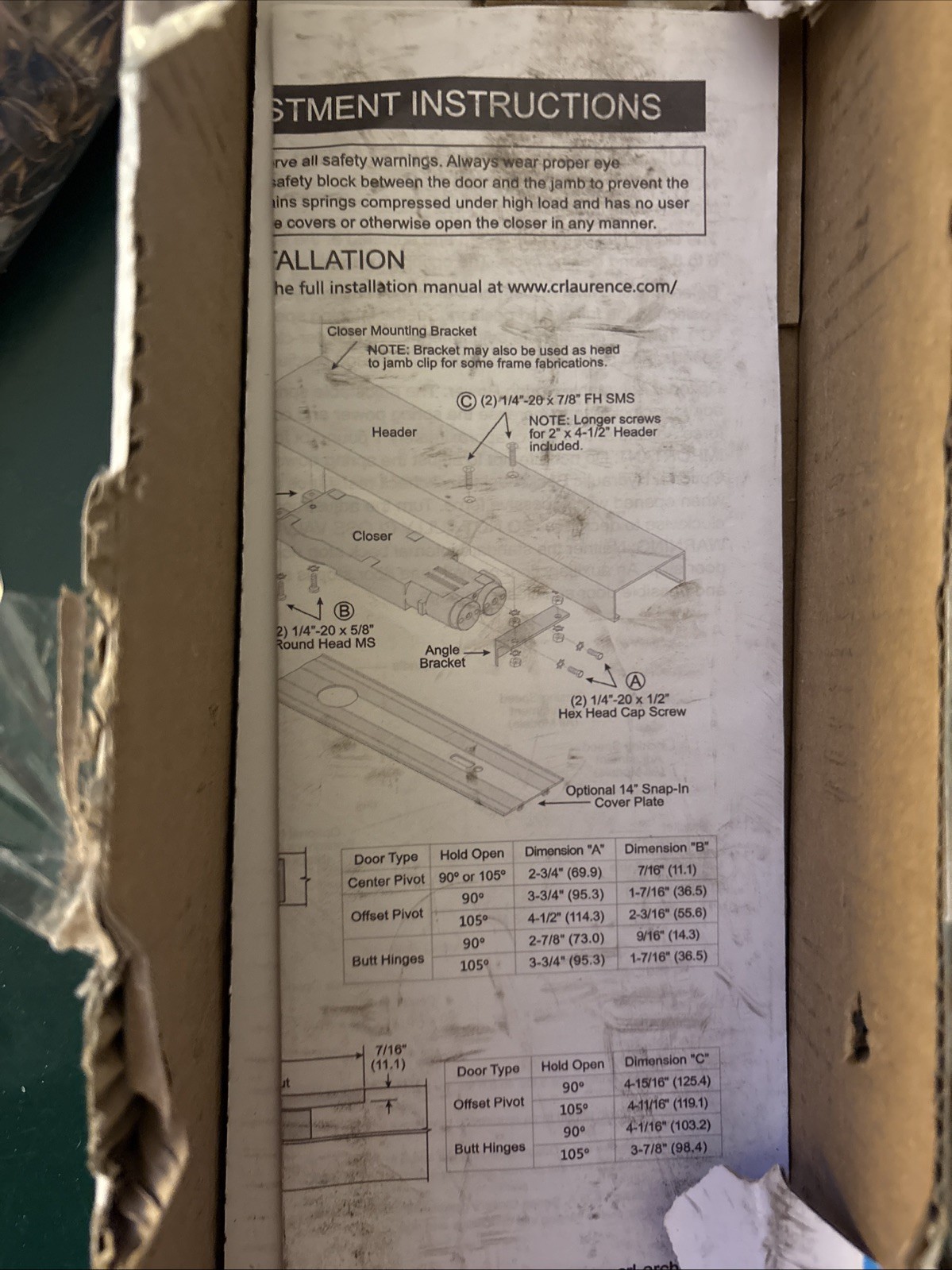 CRL Jackson ANSI Grade 1 Medium Duty 90 Deg. Non Hold-Open 7/8″ 20114M03B
