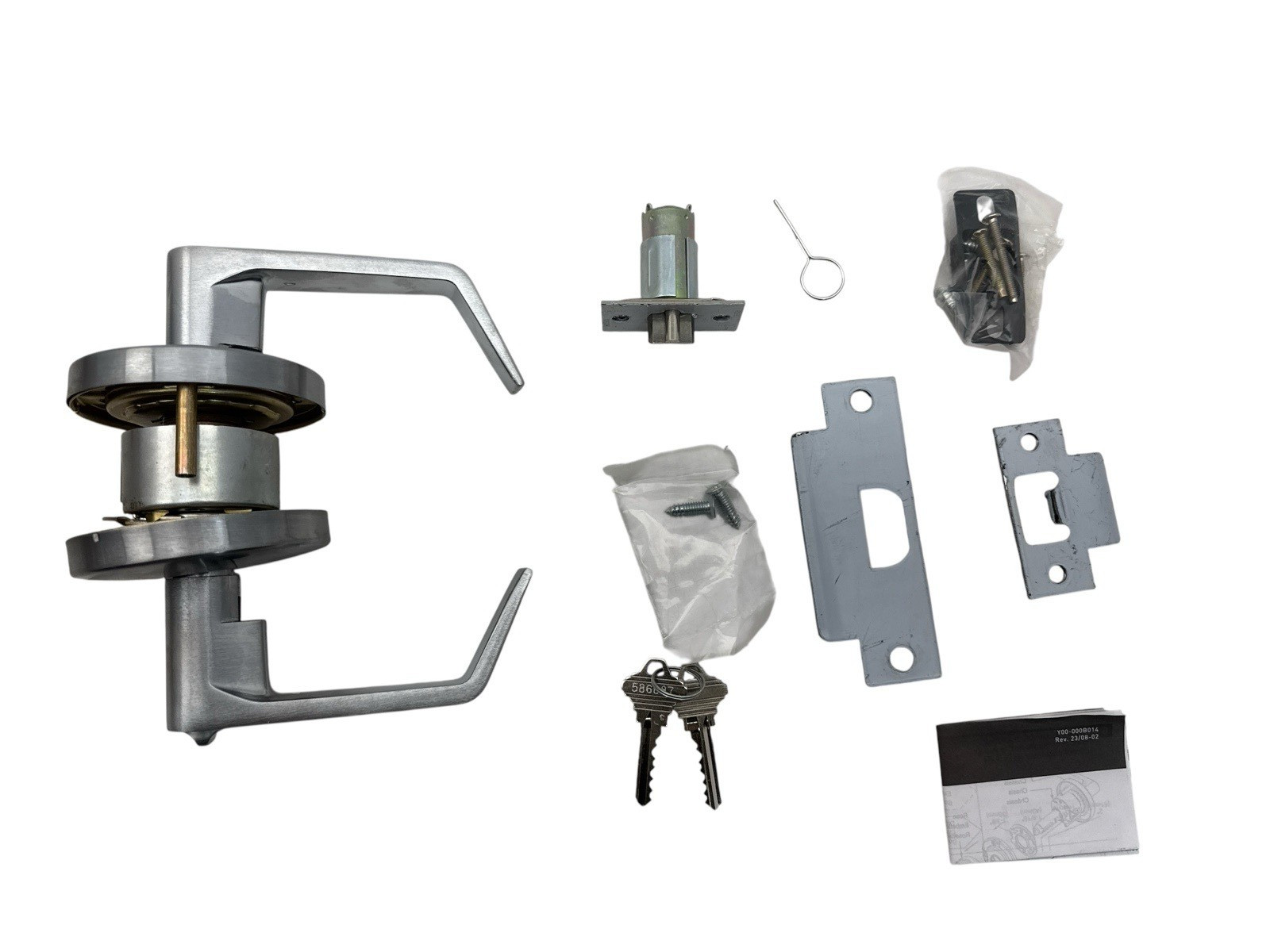 Commercial Flat Lever Keyed Entry Satin Chrome UH40019 Universal Hardware (OB)
