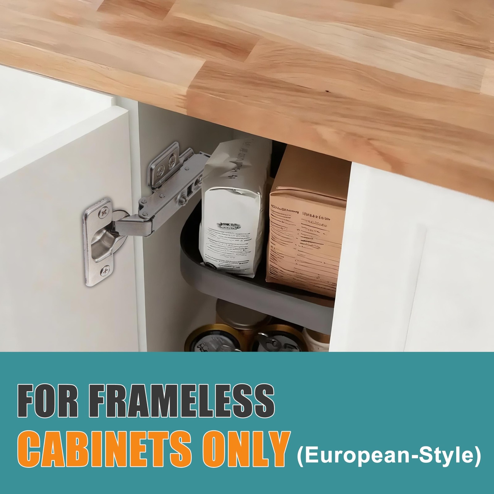 HBL’ Soft Close Hinges for Frameless Cabinets, 110° Full Overlay, 20 Pack |